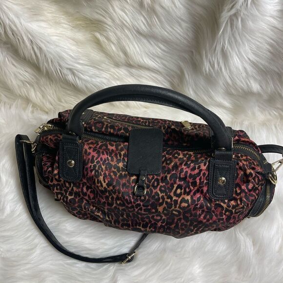JPK Paris 75 Magenta Black Animal Print Fabric Satchel / shoulder bag . - Picture 4 of 12
